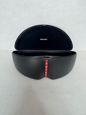 PRADA Sunglass Hard Case- Black with Red logo Stripe-Accessories-Sport